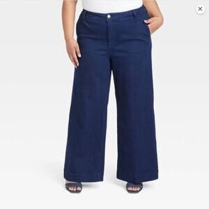 Ava and Viv Dark Wash Denim Wide Leg Trouser Size 22